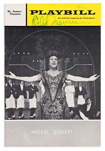 MERMAN, ETHEL. Group of 4 programs Signed: Girl Crazy * Call Me Madam * Happy Hunting * Hello Dolly!